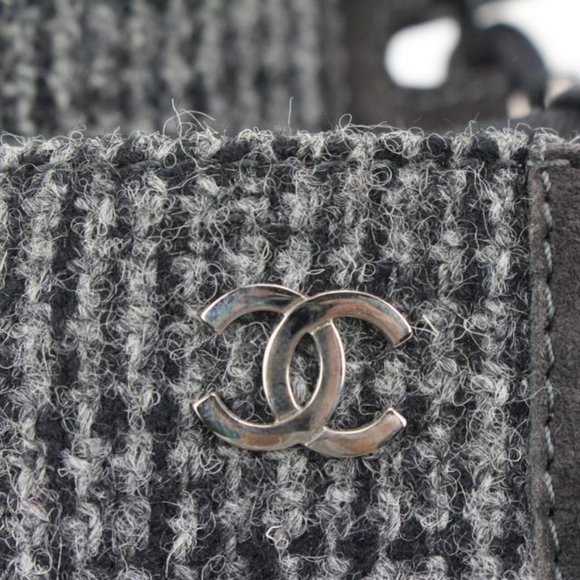 Chanel Size 36 CC Logo Tweed Combat Boots 40cz413s - Picture 7 of 12